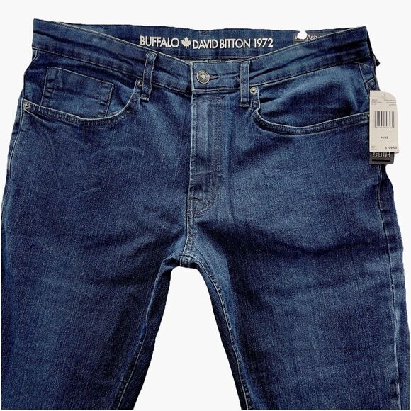 Buffalo David Bitton Ash-x Jeans Men's 34x32 Blue Dark Wash Slim Stretch Denim - Picture 2 of 12